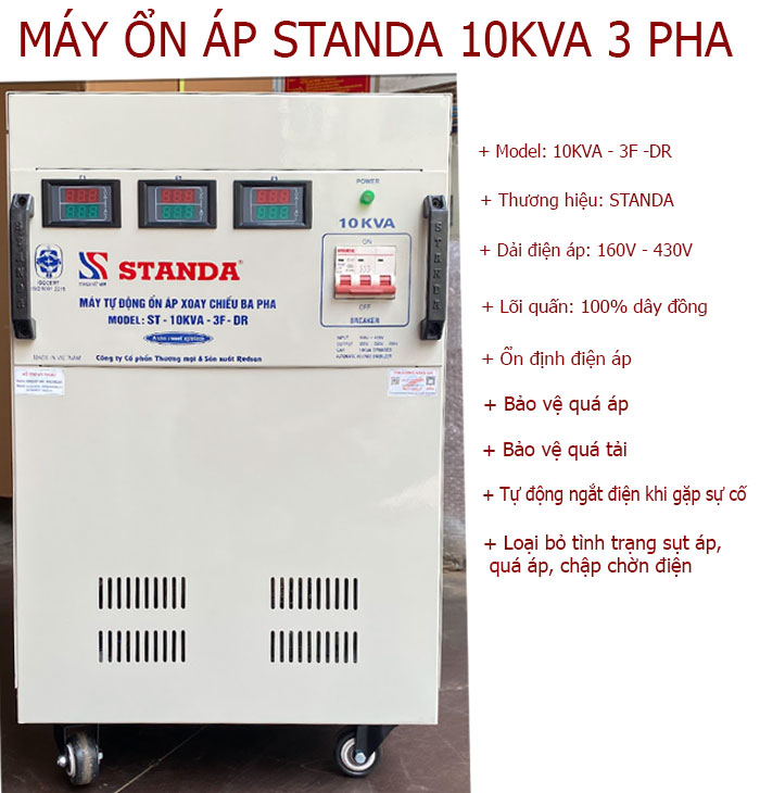 ổn áp standa 3 pha 10KVA điện áp 380V-220V-200V