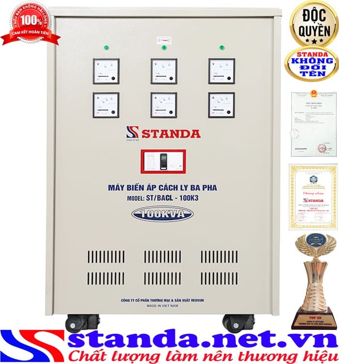 Biến áp cách ly 3 pha Standa 100Kva được đánh giá cao về chức năng Biến áp cách ly 3 pha Standa 100Kva được đánh giá cao về chức năng