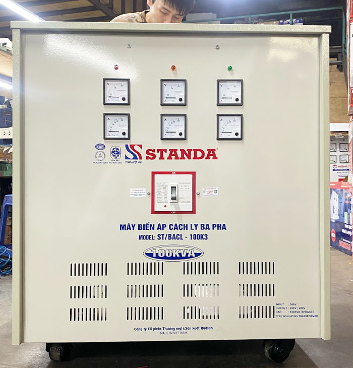 bien ap cach ly Standa 100KVA 3 pha day dong sieu ben bi 