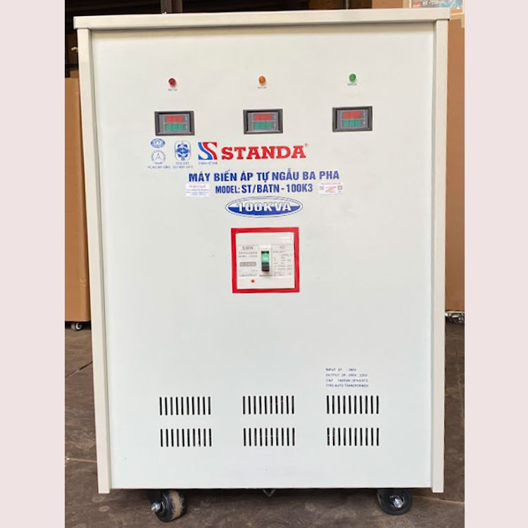Hình ảnh biến áp tự ngẫu Standa đồng hồ điện tử 3 pha