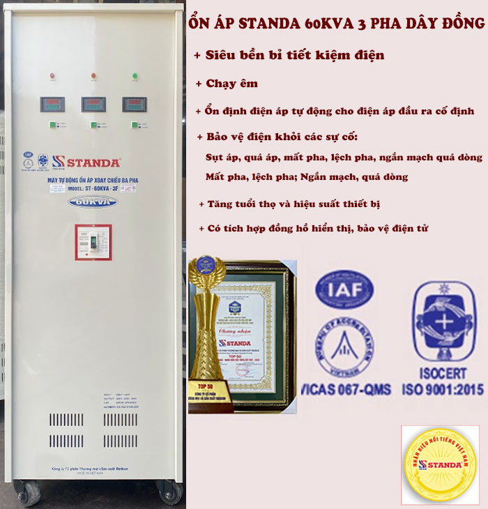 ổn áp Standa 60KAV điện áp 260V-430V dây đồng bền bỉ
