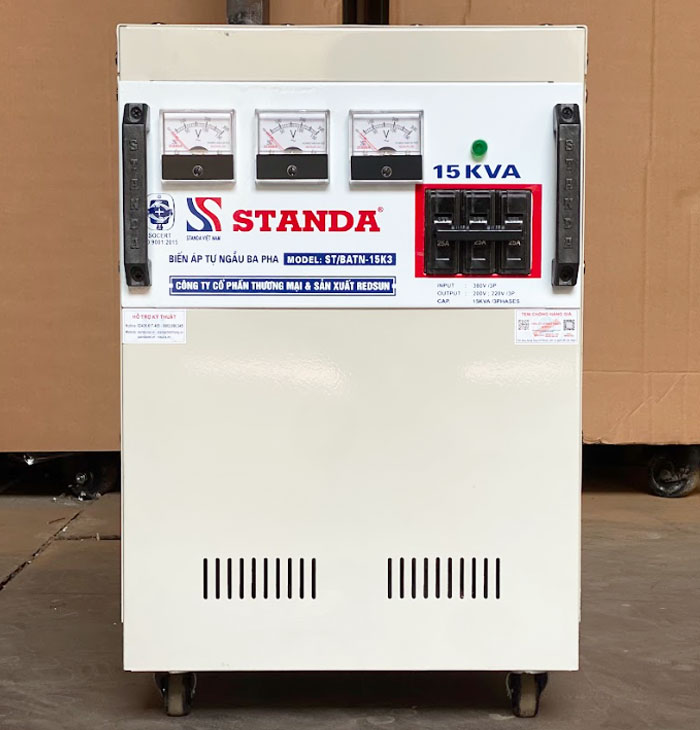 biến áp tự ngẫu Standa 15KVA dải 380V-220V-200V dây đồng