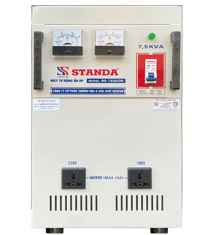 ổn áp Standa 7.5KVA mặt trước của máy siêu bền bỉ ổn áp Standa 7.5KVA mặt trước của máy siêu bền bỉ
