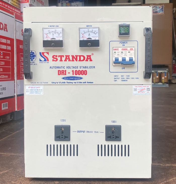 ổn áp Standa 10KVA DRI dải 90V -250V dây đồng DHDT