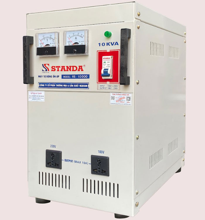 ổn áp Standa 10KAV dải 150V-250V dây đồng siêu bền bỉ mặt nghiêng của máy ổn áp Standa 10KAV dải 150V-250V dây đồng siêu bền bỉ mặt nghiêng của máy