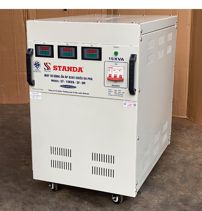 Ổn áp Standa 15KVA DR 3 pha dải 160V- 430V thế hệ mới