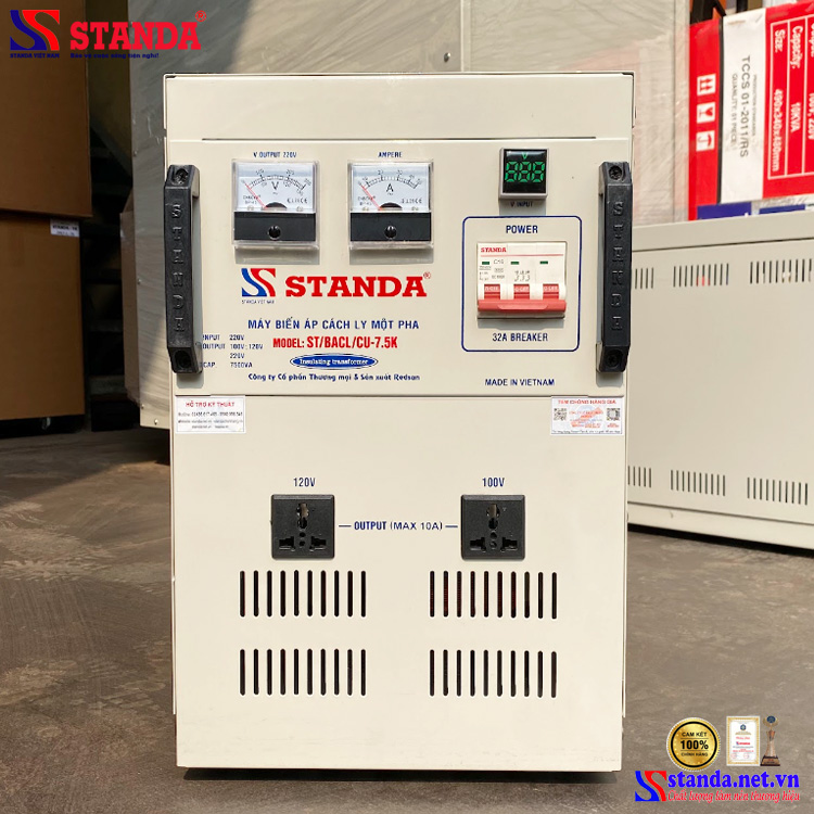 máy biến áp cách ly Standa 7.5KVA điện áp 220V-220V-110V dây đồng 100%