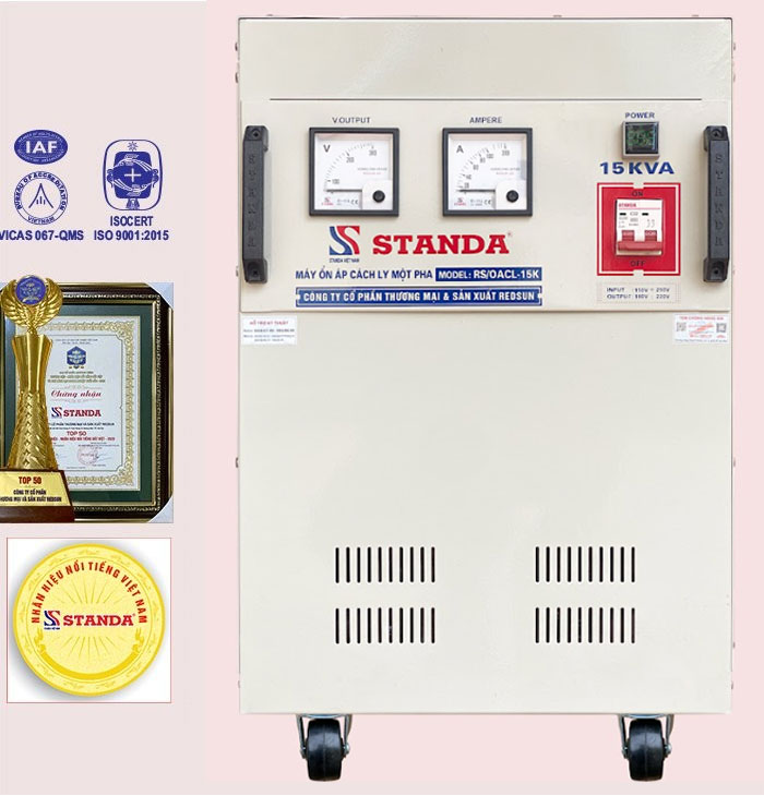 Ổn áp standa 15KVA điện áp 150V - 250V dây đồng