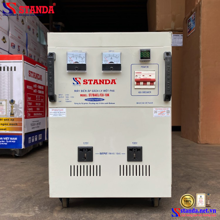 máy biến áp cách ly Standa 10KVA dây đồng dải điện áp 220V-200V-110V-100V