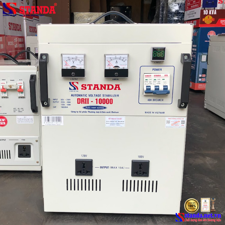 Máy ổn áp tự động đa chức năng Standa 10KVA DRII dải điện áp 50V -250V mặt trước máy