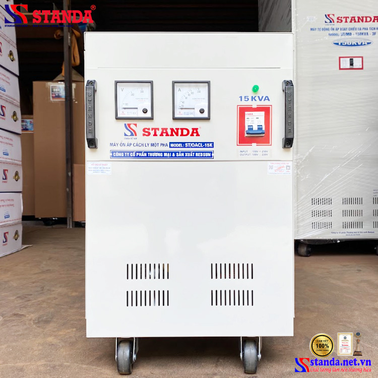 máy ổn áp cách ly Standa 1 pha 15KVA điện áp 150V - 250V -100V -220V dây đồng 100%