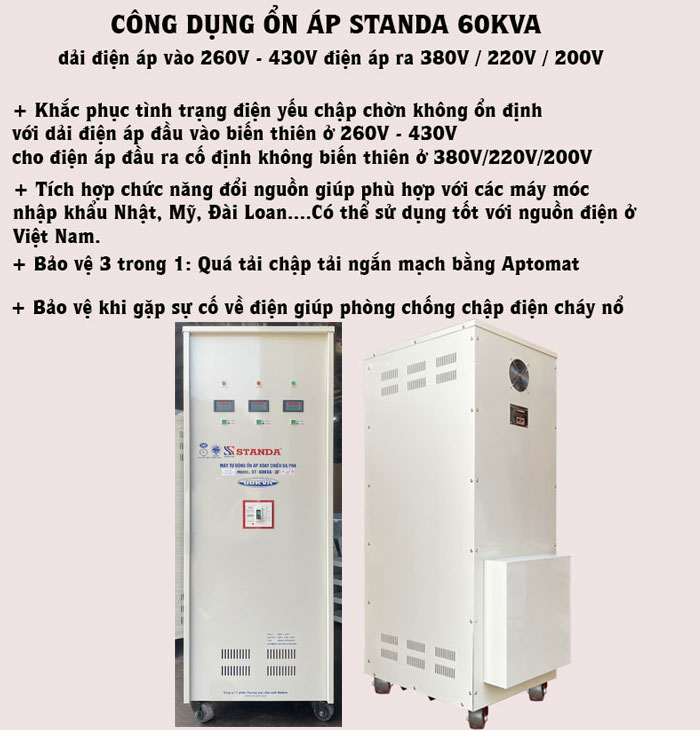 công dụng máy ổn áp Standa 60KVA điện áp 260V-430V dây đồng công dụng máy ổn áp Standa 60KVA điện áp 260V-430V dây đồng