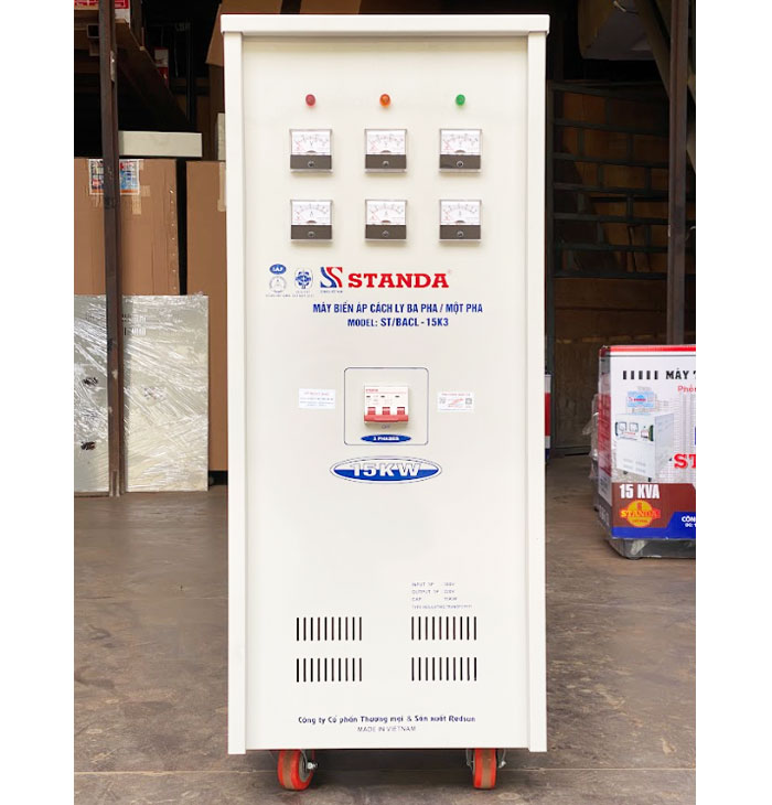 biến áp cách ly Standa 15KVA 3 pha ra 1 pha dây đồng 100%