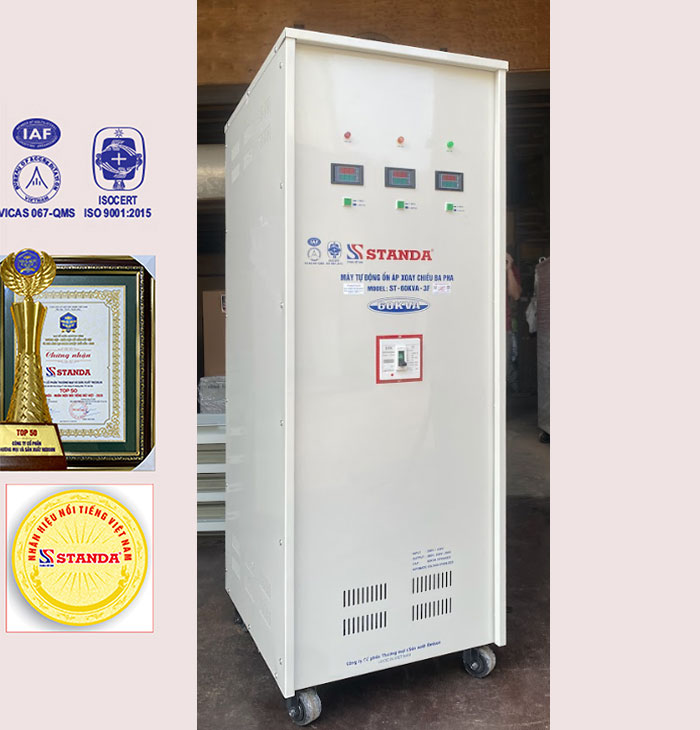 anh may on ap Standa 30KVA 3 pha day dong sieu ben bi mat nghieng