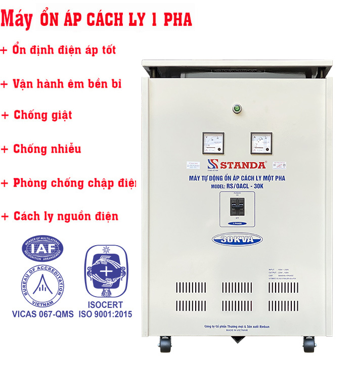 Ổn áp cách ly Standa 30KVA điện áp vào 150V~250V điện ra 220V-100V