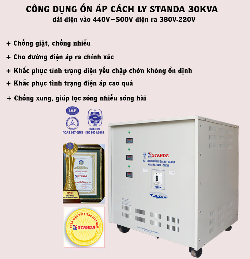 Công dụng của ổn áp cách ly Standa 30KVA 