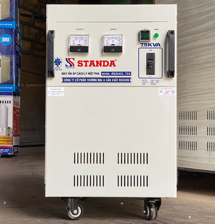 ảnh máy ổn áp cách ly Standa 7.5KVA dải 150V -430V dây đồng