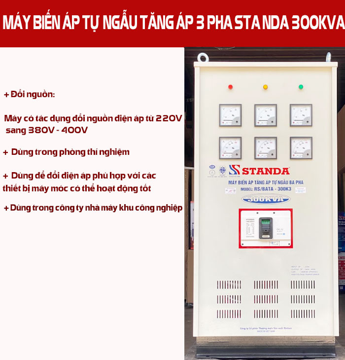 máy biến áp tự ngẫu Standa 300KVA 3 pha mặt trước của máy