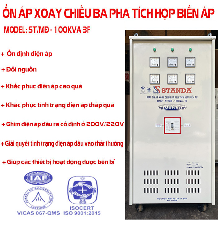 Ổn áp 100kva tích hợp thương hiệu STANDA