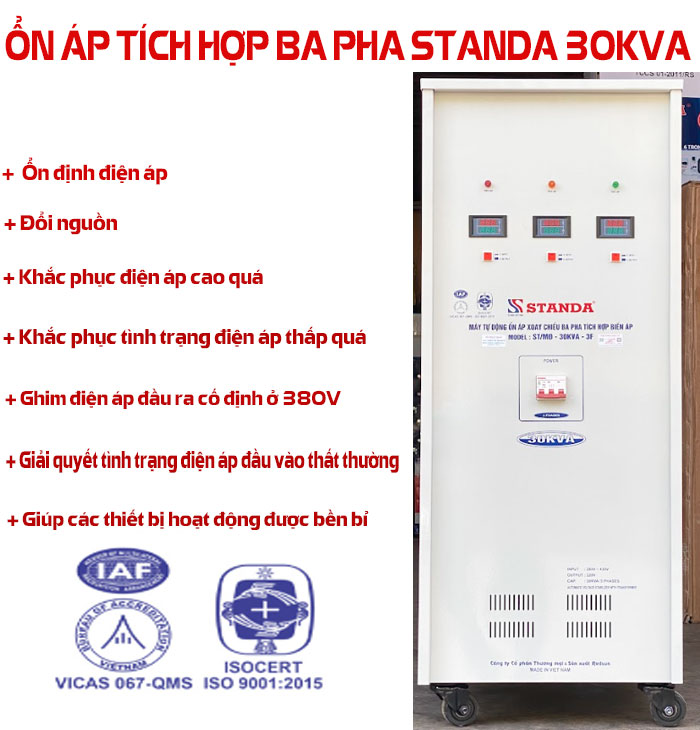 ổn áp Standa 3 pha 30KVA tích hợp biến áp dây đồng