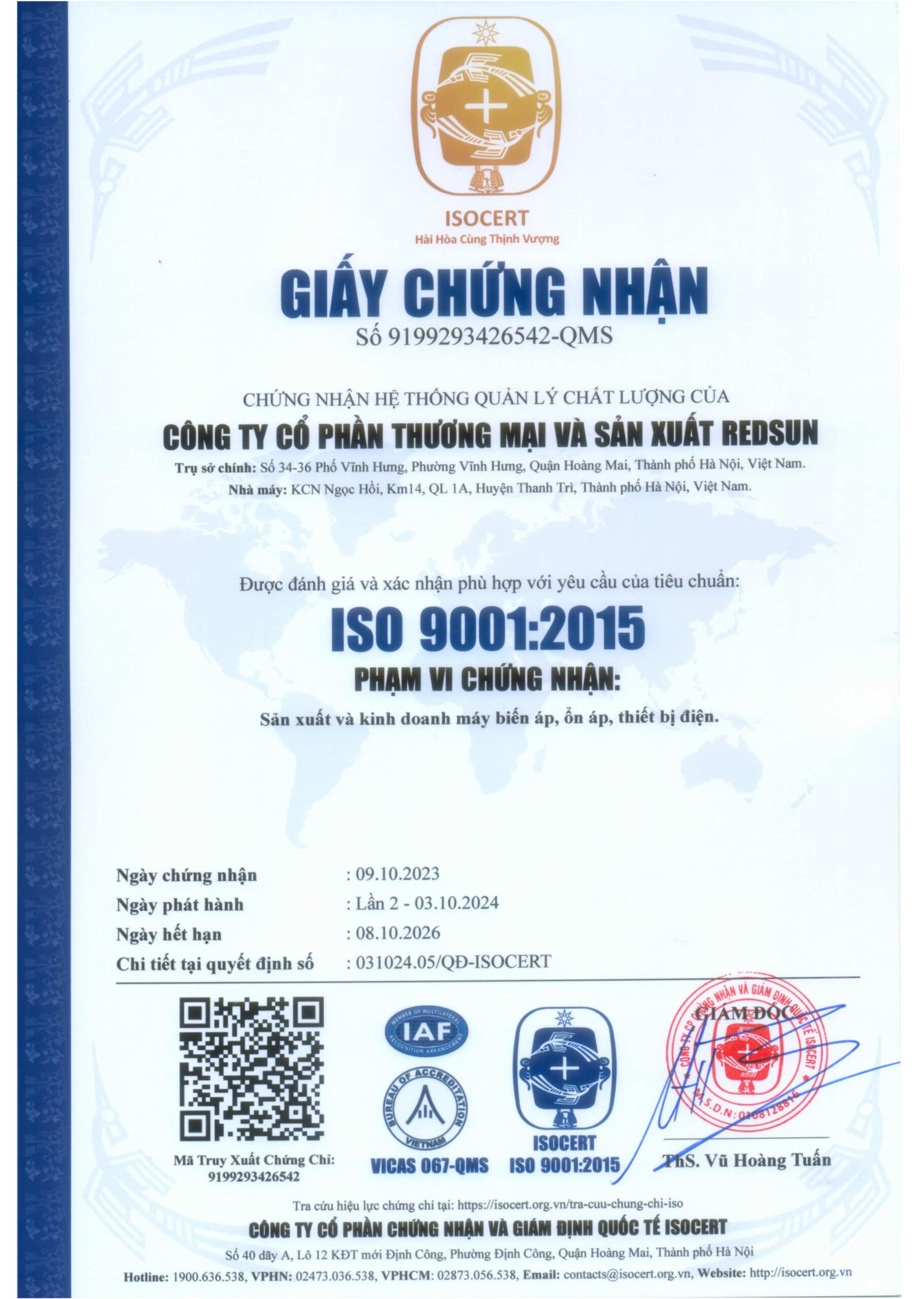 hình ảnh chứng nhận ISO