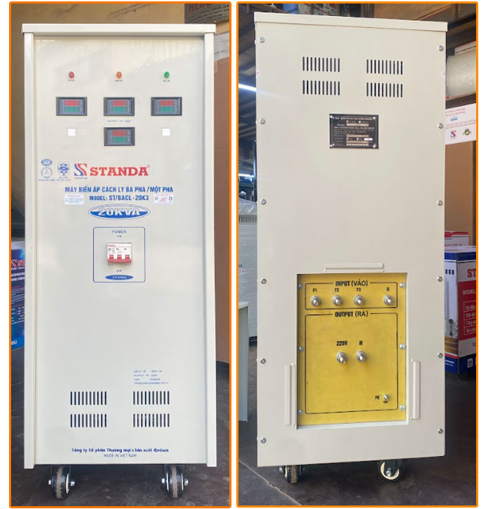 Biến áp STANDA 3 pha – 1 pha kiểu cách ly (Isolation Transformer) Biến áp STANDA 3 pha – 1 pha kiểu cách ly (Isolation Transformer)