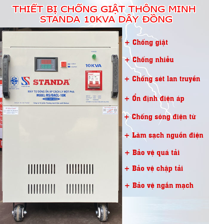 thiết bị chống giật thông minh Standa 10KVA mặt trước của máy