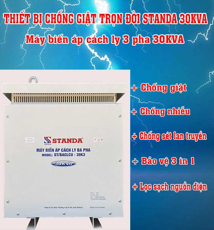 ảnh thiết bị chống giật STANDA 30KVA mặt trước cua máy cho tau thuy