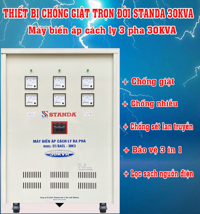 hình ảnh thiết bị chống giật trọn đời Standa 30KVA dây đồng