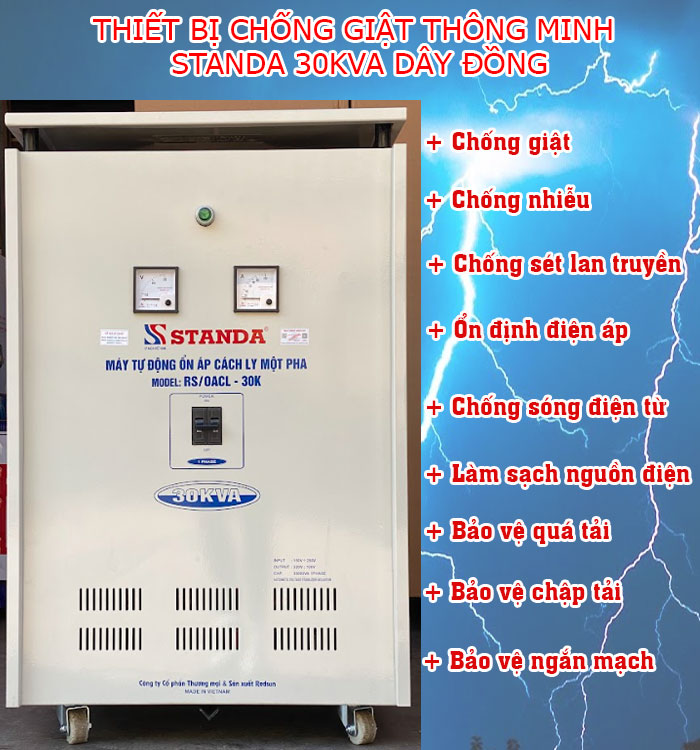 thiết bị chống giật Satnda 30KVA mặt trước máy thiết bị chống giật Satnda 30KVA mặt trước máy