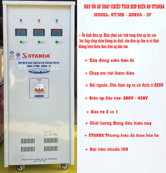 máy ổn áp tích hợp biến áp mặt trước của máy dây đồng 20KVA