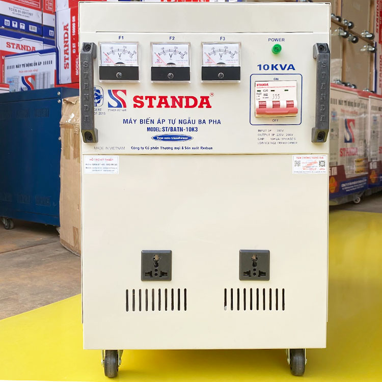 may biến áp tự ngẫu Standa 10KVA máy trắng